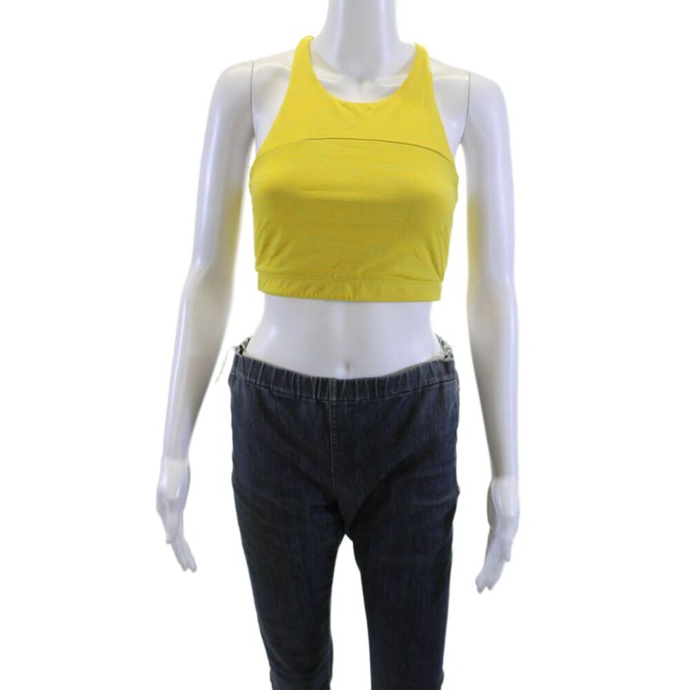 Outdoor Voices Womens Striped Sports Bra Yellow Green Size Small